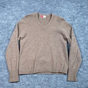 Vintage Milwaukee Knit Mens Tan Australian Lambswool V-Neck Sweater Size M
